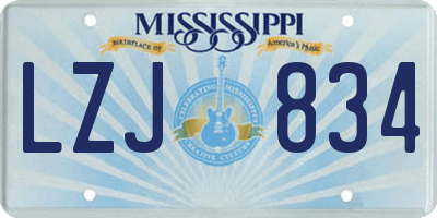 MS license plate LZJ834