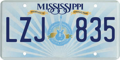 MS license plate LZJ835