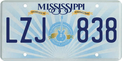 MS license plate LZJ838
