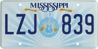 MS license plate LZJ839