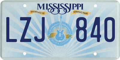 MS license plate LZJ840