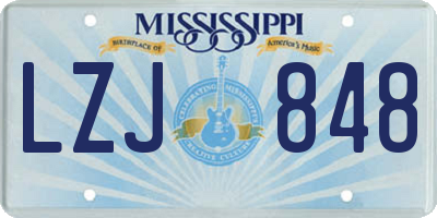 MS license plate LZJ848