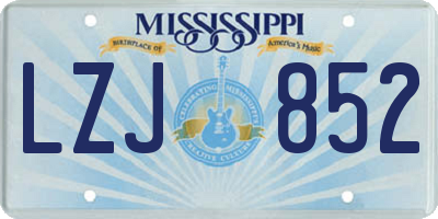 MS license plate LZJ852