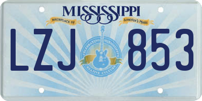 MS license plate LZJ853