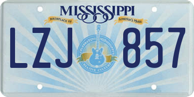 MS license plate LZJ857