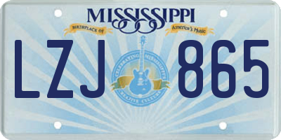 MS license plate LZJ865