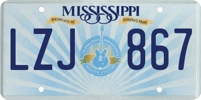 MS license plate LZJ867