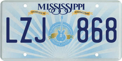 MS license plate LZJ868
