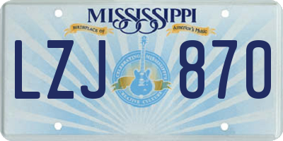 MS license plate LZJ870