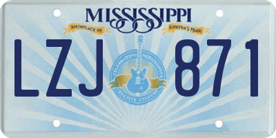 MS license plate LZJ871