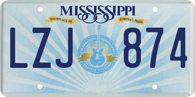 MS license plate LZJ874