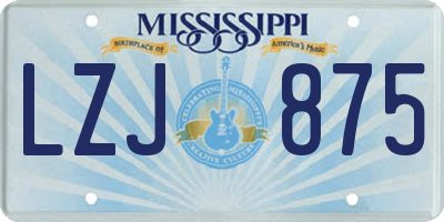 MS license plate LZJ875