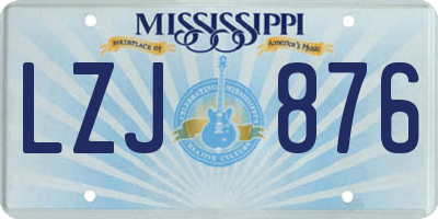 MS license plate LZJ876