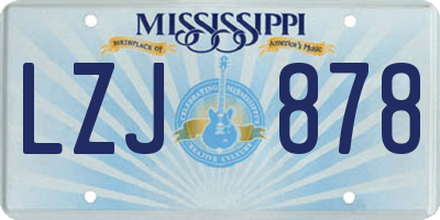 MS license plate LZJ878