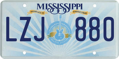 MS license plate LZJ880