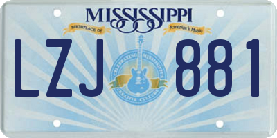 MS license plate LZJ881