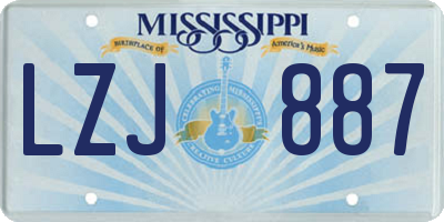 MS license plate LZJ887