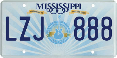MS license plate LZJ888
