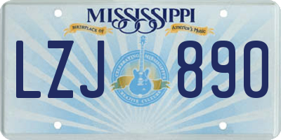 MS license plate LZJ890
