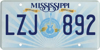 MS license plate LZJ892