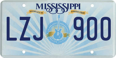 MS license plate LZJ900