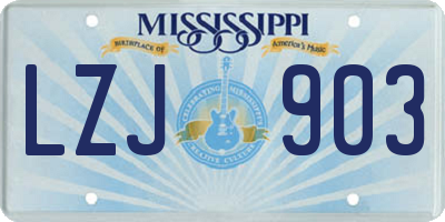 MS license plate LZJ903