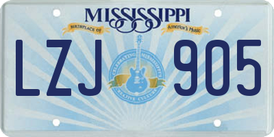 MS license plate LZJ905