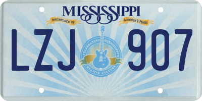 MS license plate LZJ907