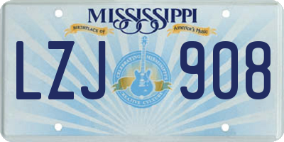 MS license plate LZJ908