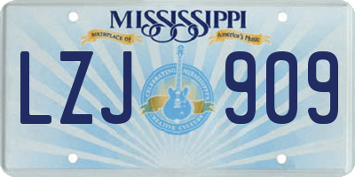 MS license plate LZJ909