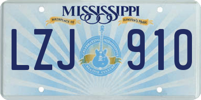 MS license plate LZJ910