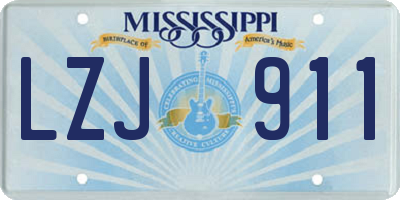 MS license plate LZJ911