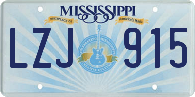 MS license plate LZJ915