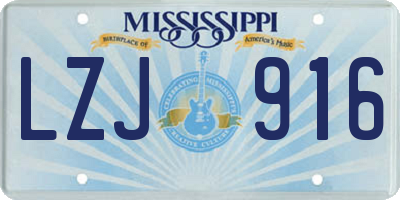 MS license plate LZJ916