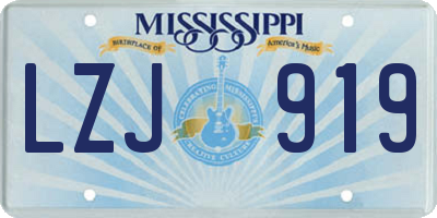 MS license plate LZJ919