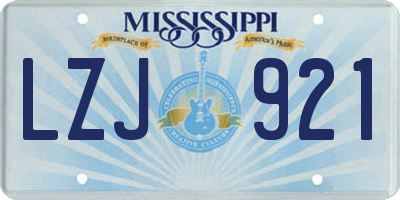 MS license plate LZJ921
