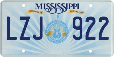 MS license plate LZJ922