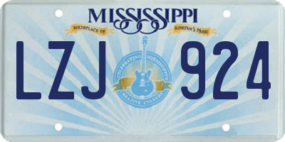 MS license plate LZJ924