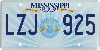 MS license plate LZJ925