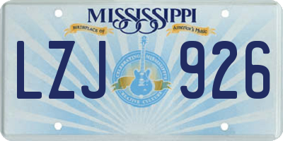 MS license plate LZJ926