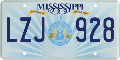 MS license plate LZJ928