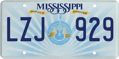 MS license plate LZJ929
