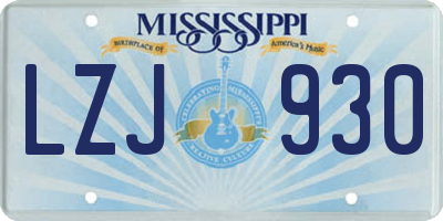MS license plate LZJ930