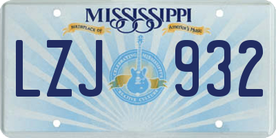 MS license plate LZJ932