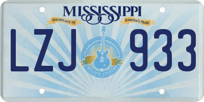 MS license plate LZJ933