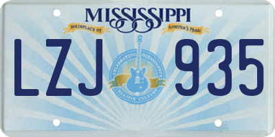 MS license plate LZJ935