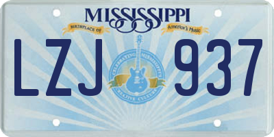 MS license plate LZJ937