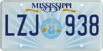 MS license plate LZJ938