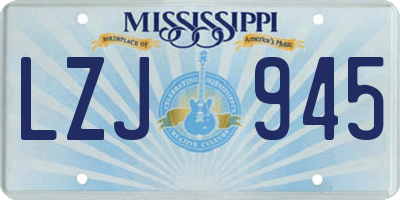 MS license plate LZJ945