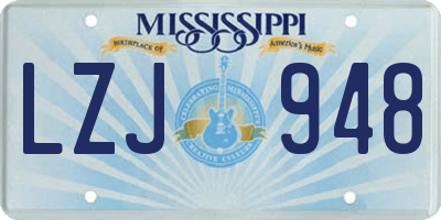 MS license plate LZJ948